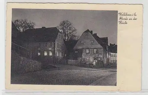 72491 Ak Waldheim i. Sa. Abends an der Heiste Restaurant Bürgergarten 1944