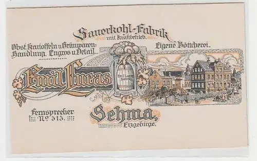 71203 Reklame Karte Sehma im Erzgebirge Sauerkohl Fabrik Emil Lucas um 1900