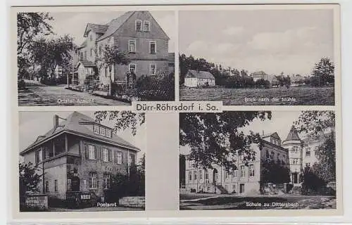 71217 Mehrbild Ak Dürr-Röhrsdorf in Sachsen Postamt, Schule, Mühle um 1930