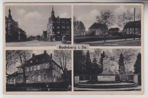 68143 Mehrbild Ak Radeberg i. Sa. Schillerstr. Gemeindehaus Kriegerdenkmal um193