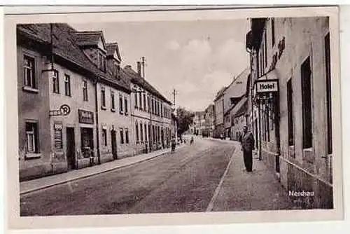 41979 Ak Nerchau Straßenansicht mit Hotel um 1945