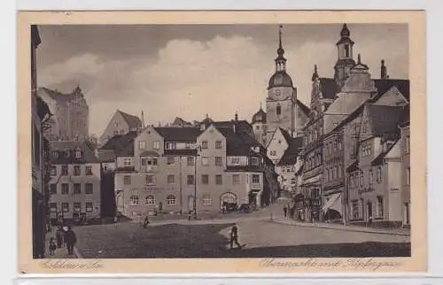 90212 Ak Colditz in Sachsen Obermarkt mit Töpfergasse 1930