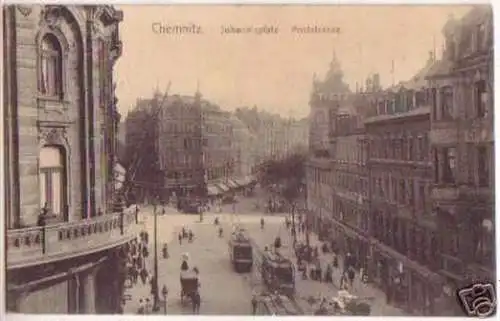 16714 Ak Chemnitz Johannisplatz Poststrasse 1908