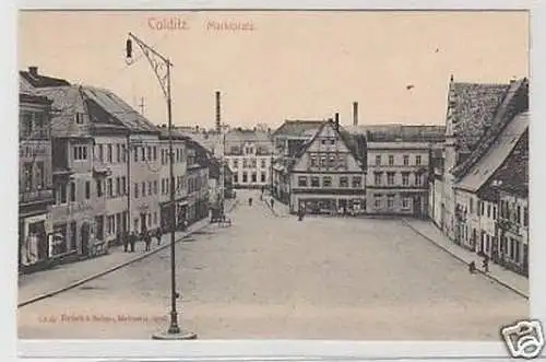 34616 Ak Colditz Marktplatz mit Geschäften um 1910