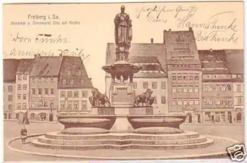 28161 Ak Freiberg in Sachsen Denkmal 1914