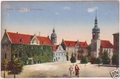 28118 Feldpost Ak Riesa Rathaus und Klosterkirche 1916