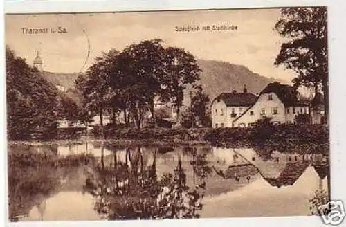 28166 Ak Tharandt Schloßteich mit Stadtkirche 1922