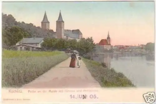 24604 Ak Rochlitz Mulde mit Schloss u. Petrikirche 1905