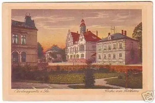 17347 Ak Oberlungwitz Partie am Rathaus um 1920