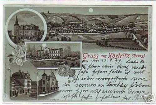 10335 Mondscheinkarte Gruß aus Köstritz (Reuss) 1899