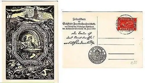 64878 Festpostkarte der Salzstadt Frankenhausen Kyffhäuserflug 1921