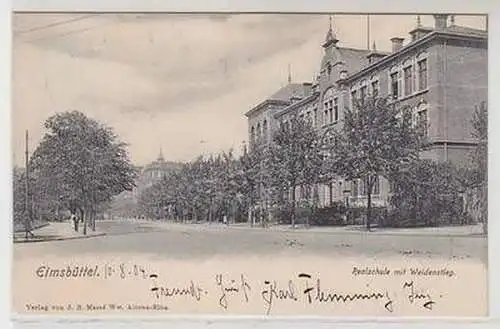 50411 Ak Eimsbüttel Realschule mit Weidenstieg 1904