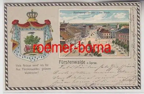 75019 Wappen Präge Ak Fürstenwalde an der Spree Müncheberger Strasse 1905