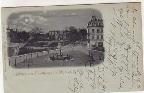 47665 Ak Gruss aus Fürstenwalde Spree Kaiserplatz mit Kriegerdenkmal 1898