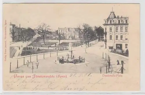 69573 Ak Gruß aus Fürstenwalde (Spree) Denkmals-Platz 1901