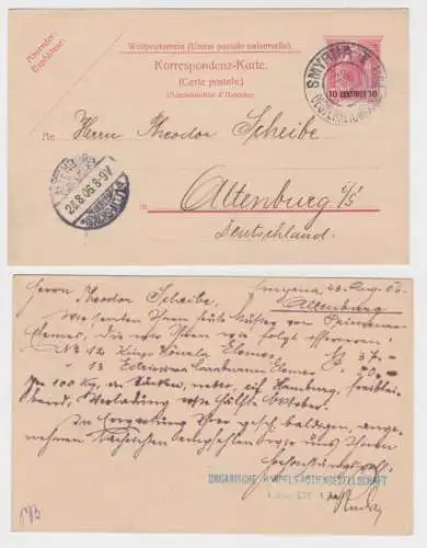 98963 Ganzsachen Postkarte östereichische Post von Smyrna nach Altenburg 1906