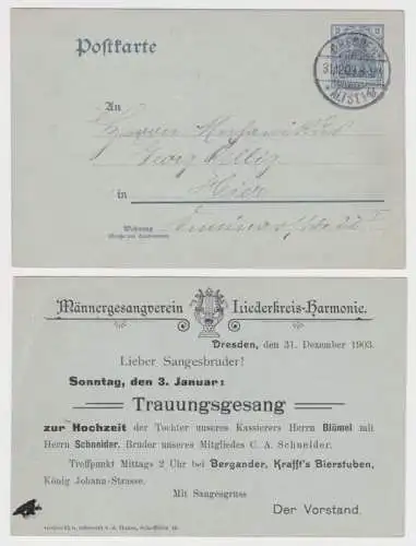 86931 Ganzsachen Postkarte P63X Männergesangsverein Liederkreis-Harmonie Dresden