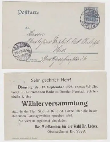 89444 Ganzsachen Postkarte P63 Zudruck Wahlkomitee f. d. Wahl Dr. Lotzes Dresden