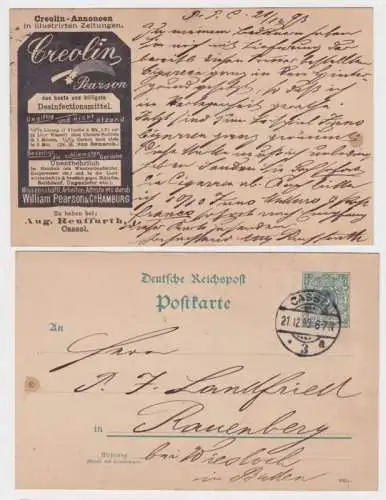 56994 DR Ganzsachen Postkarte PP9 Reklame Creolin Reuffurt Cassel 1893