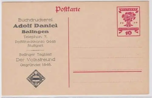 97607 DR Ganzsachen Postkarte P115 Zudruck Buchdruckerei Adolf Daniel Balingen