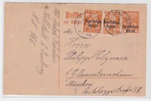 97673 DR Ganzsachen Postkarte P126A P. Holzmann Bauunternehmen München 1920