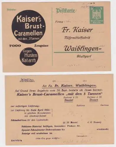 97489 DR Ganzsachen Postkarte P156 Zudruck Fr. Kaiser Nährmittelfabrik Waiblinge