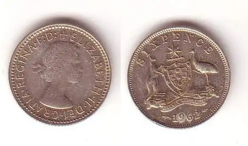 6 Pence Silber Münze Australien 1962