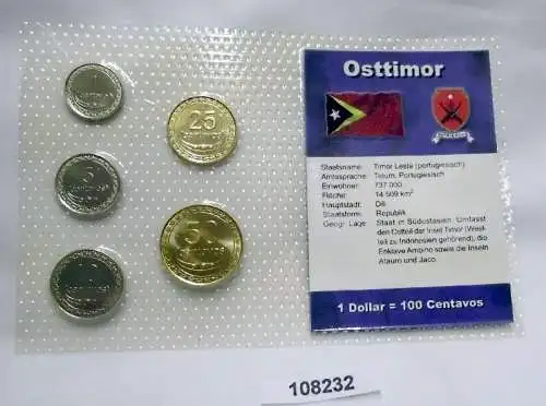 Kursmünzsatz mit 5 Münzen Osttimor 2004 Stempelglanz Erhaltung (108232)