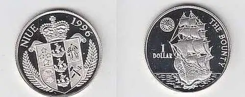 1 Dollar Silber Münze Niue 1996 Schiff Bounty in PP