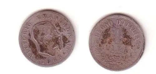 1 Lira Silber Münze Italien 1863 M