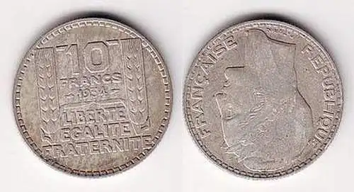 10 Franc Silber Münze Frankreich 1934