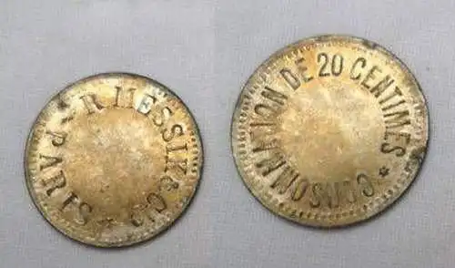 20 Centimes Notgeld Münze R. Messik & Cie Paris