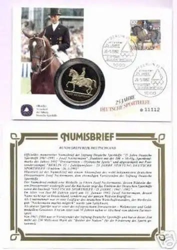 Numisbrief 25 Jahre deutsche Sporthilfe 1992