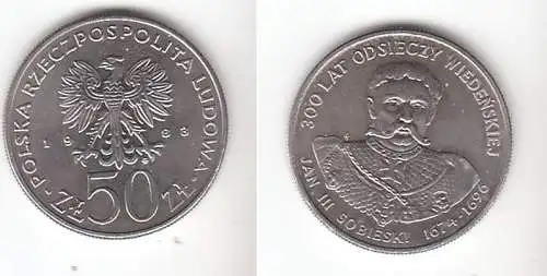 50 Zloty Kupfer Nickel Münze Polen 1983 300. Jahrestag d. Befreiung Wiens von d.