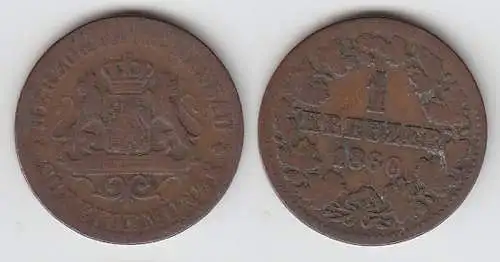 1 Kreuzer Kupfer Münze Nassau 1860