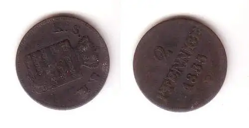 2 Pfennige Kupfer Münze Sachsen 1855 F f. ss