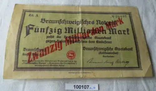 50 Millionen Mark Banknote Inflation Braunschweig 27.09.1923