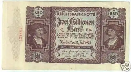 Seltene Banknote 2 Millionen Mark23.7.1923 Rosenberg 89