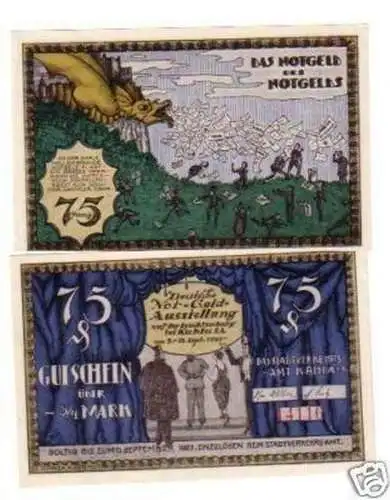 75 Pfennig Banknote Notgeldausstellung auf Leuchtenburg