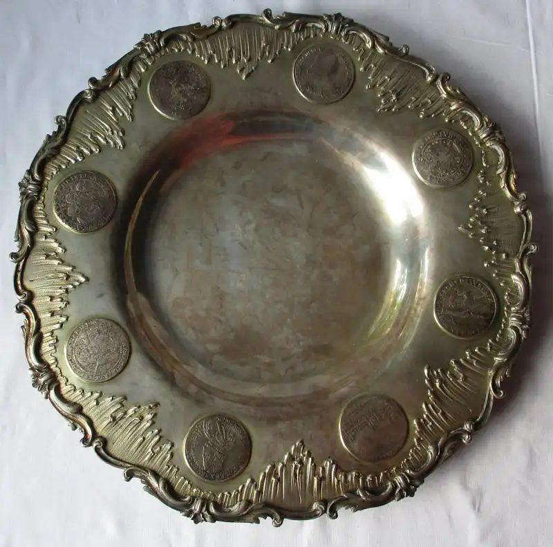 antiker silberner Münzteller 800er Silber 8 Münzen 16.-18. Jahrhundert (129392) 0
