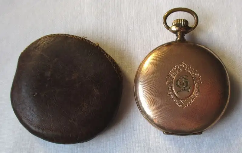 elegante Savonette Taschenuhr Geneva Watch Case Co. mit Etui um 1910 (129464) 0