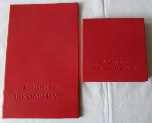 DDR Urkunde + Etui Kunstpreis der Stadt Halle 1985 Joachim Rähmer (104683)