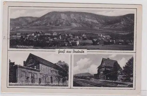 902380 Mehrbild Ak Gruß aus Beutnitz Gasthof, Bahnhof usw. 1950