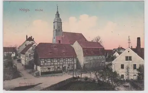 44402 Ak Krögis Kirche und Bäckerei 1912