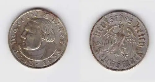 2 Mark Silber Münze Martin Luther 1933 F Jäger 352 ss+(130062)