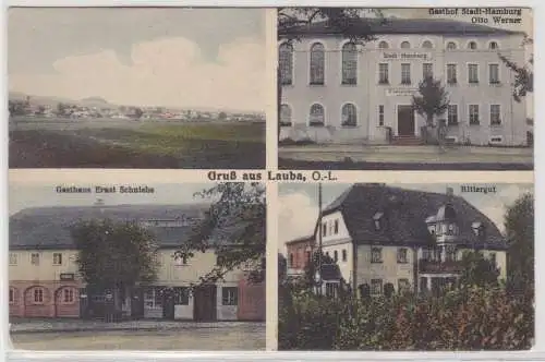 99584 AK Gruß aus Lauba Lubow Oberlausitz - Gasthaus Ernst Schniebs, Rittergut