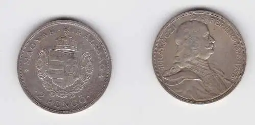 2 Pengö Silber Münze Ungarn 1935 200. Todestag von Rákóczi Ferenc (131038)