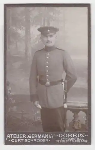 73188 Kabinettfoto Atelier "Germania" C. Schröder Döbeln - Soldat in Uniform