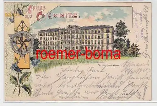 75175 Ak Lithografie Gruss aus Chemnitz Technische Staatslehranstalt 1900