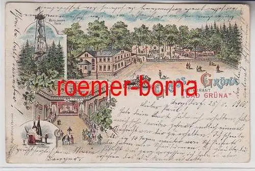 75300 Ak Lithografie Gruss aus Grüna Restaurant "Bad Grüna" 1900